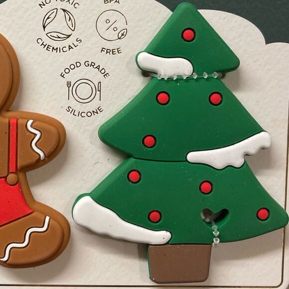 Modern Baby Infant Silicone 2 Pack Teethers Christmas Tree Gingerbread NWT - Picture 4 of 4